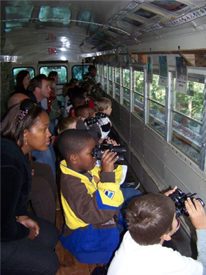 Kids on observation bus